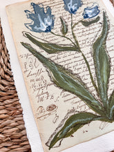Load image into Gallery viewer, Unframed Fleurs Sauvages 35, Original Artwork by Kendal Blanchard, Southern artist, Southern art, Flower art, Botanical art, Textured art, Collaged art, Classic artwork, Timeless art, Blue and white artwork, Foliage artwork, Traditional artwork, Original artwork, Traditional home artwork, Painted flowers, Botanicals Florals, Floral artwork, Coastal artwork
