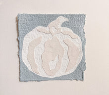 Load image into Gallery viewer, Small Blue Collaged Pumpkin, Original Artwork by Kendal Blanchard, Southern artist, Southern art, Flower art, Botanical art, Textured art, Collaged art, Classic artwork, Timeless art, Blue and white artwork, Foliage artwork, Traditional artwork, Original artwork, Traditional home artwork, Painted flowers, Botanicals  Florals, Floral artwork, Coastal artwork
