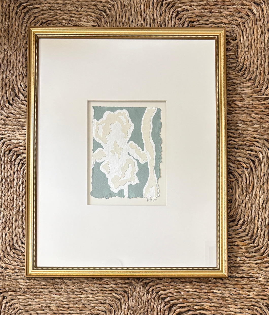 Iris Fragment II, Original Artwork by Kendal Blanchard, Southern artist, Southern art, Flower art, Botanical art, Textured art, Collaged art, Classic artwork, Timeless art, Blue and white artwork, Foliage artwork, Traditional artwork, Original artwork, Traditional home artwork, Painted flowers, Botanicals Florals, Floral artwork, Coastal artwork