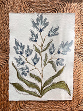 Load image into Gallery viewer, Unframed Fleurs Sauvages 47, Original Artwork by Kendal Blanchard, Southern artist, Southern art, Flower art, Botanical art, Textured art, Collaged art, Classic artwork, Timeless art, Blue and white artwork, Foliage artwork, Traditional artwork, Original artwork, Traditional home artwork, Painted flowers, Botanicals Florals, Floral artwork, Coastal artwork

