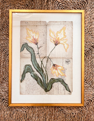 Framed Fleurs Sauvages 25, Original Artwork by Kendal Blanchard, Southern artist, Southern art, Flower art, Botanical art, Textured art, Collaged art, Classic artwork, Timeless art, Blue and white artwork, Foliage artwork, Traditional artwork, Original artwork, Traditional home artwork, Painted flowers, Botanicals Florals, Floral artwork, Coastal artwork