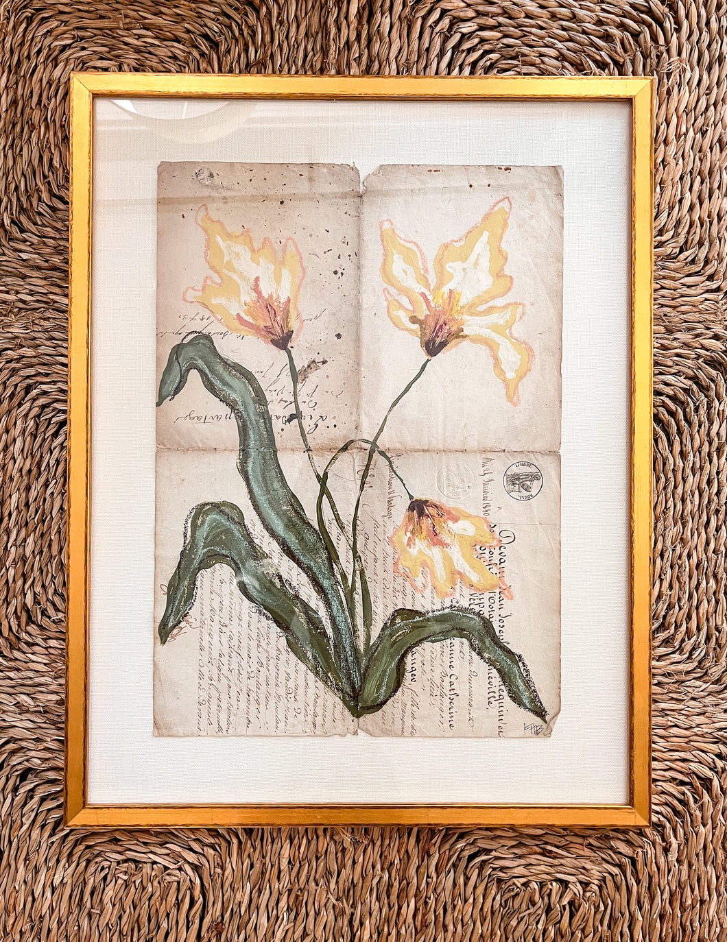 Framed Fleurs Sauvages 25, Original Artwork by Kendal Blanchard, Southern artist, Southern art, Flower art, Botanical art, Textured art, Collaged art, Classic artwork, Timeless art, Blue and white artwork, Foliage artwork, Traditional artwork, Original artwork, Traditional home artwork, Painted flowers, Botanicals Florals, Floral artwork, Coastal artwork