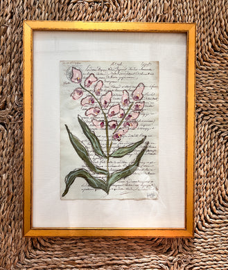 Framed Fleurs Sauvages 32, Original Artwork by Kendal Blanchard, Southern artist, Southern art, Flower art, Botanical art, Textured art, Collaged art, Classic artwork, Timeless art, Blue and white artwork, Foliage artwork, Traditional artwork, Original artwork, Traditional home artwork, Painted flowers, Botanicals Florals, Floral artwork, Coastal artwork