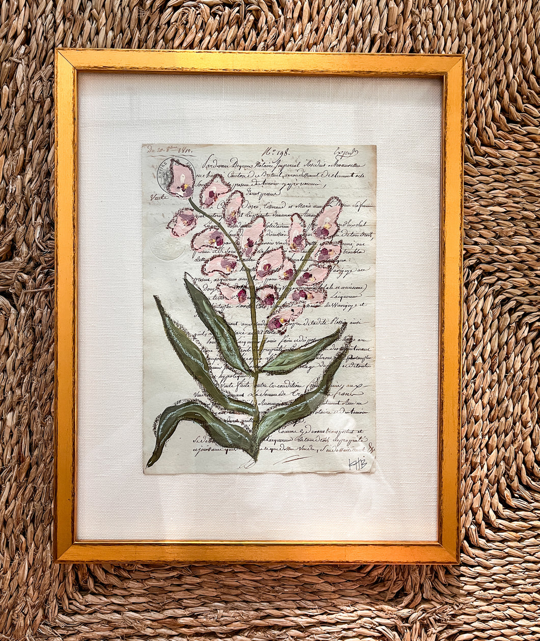 Framed Fleurs Sauvages 32, Original Artwork by Kendal Blanchard, Southern artist, Southern art, Flower art, Botanical art, Textured art, Collaged art, Classic artwork, Timeless art, Blue and white artwork, Foliage artwork, Traditional artwork, Original artwork, Traditional home artwork, Painted flowers, Botanicals Florals, Floral artwork, Coastal artwork