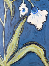 Load image into Gallery viewer, Wild Flowers VIII, Original Artwork by Kendal Blanchard, Southern artist, Southern art, Flower art, Botanical art, Textured art, Collaged art, Classic artwork, Timeless art, Blue and white artwork, Foliage artwork, Traditional artwork, Original artwork, Traditional home artwork, Painted flowers, Botanicals Florals, Floral artwork, Coastal artwork
