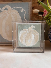 Load image into Gallery viewer, Small Sea Foam Collaged Pumpkin, Original Artwork by Kendal Blanchard, Southern artist, Southern art, Flower art, Botanical art, Textured art, Collaged art, Classic artwork, Timeless art, Blue and white artwork, Foliage artwork, Traditional artwork, Original artwork, Traditional home artwork, Painted flowers, Botanicals  Florals, Floral artwork, Coastal artwork
