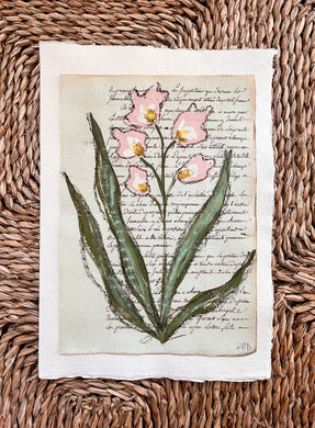 Unframed Fleurs Sauvages 36, Original Artwork by Kendal Blanchard, Southern artist, Southern art, Flower art, Botanical art, Textured art, Collaged art, Classic artwork, Timeless art, Blue and white artwork, Foliage artwork, Traditional artwork, Original artwork, Traditional home artwork, Painted flowers, Botanicals Florals, Floral artwork, Coastal artwork