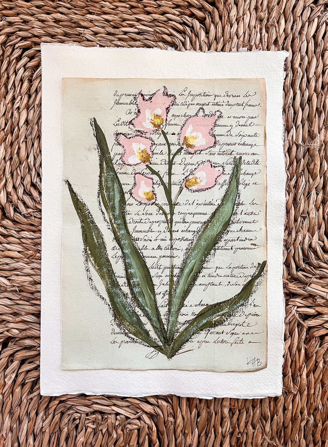Unframed Fleurs Sauvages 36, Original Artwork by Kendal Blanchard, Southern artist, Southern art, Flower art, Botanical art, Textured art, Collaged art, Classic artwork, Timeless art, Blue and white artwork, Foliage artwork, Traditional artwork, Original artwork, Traditional home artwork, Painted flowers, Botanicals Florals, Floral artwork, Coastal artwork
