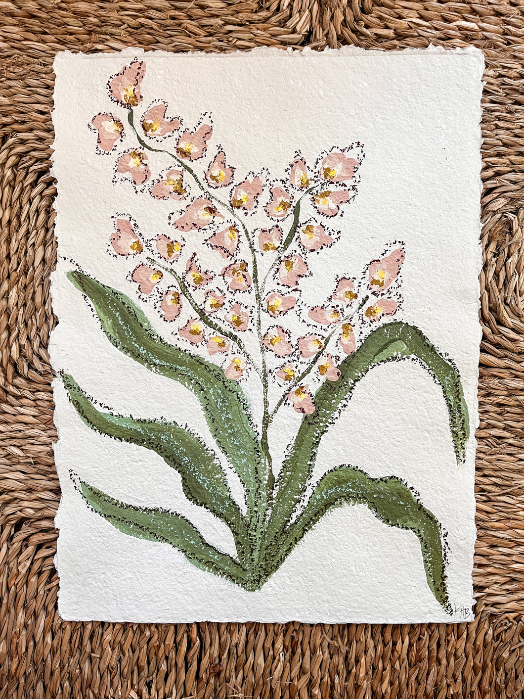 Unframed Fleurs Sauvages 41, Original Artwork by Kendal Blanchard, Southern artist, Southern art, Flower art, Botanical art, Textured art, Collaged art, Classic artwork, Timeless art, Blue and white artwork, Foliage artwork, Traditional artwork, Original artwork, Traditional home artwork, Painted flowers, Botanicals Florals, Floral artwork, Coastal artwork