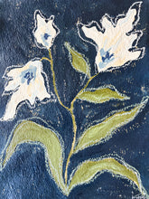 Load image into Gallery viewer, Paper Flowers VI, Original Artwork by Kendal Blanchard, Southern artist, Southern art, Flower art, Botanical art, Textured art, Collaged art, Classic artwork, Timeless art, Blue and white artwork, Foliage artwork, Traditional artwork, Original artwork, Traditional home artwork, Painted flowers, Botanicals Florals, Floral artwork, Coastal artwork
