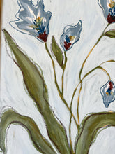 Load image into Gallery viewer, Wild Flowers IX, Original Artwork by Kendal Blanchard, Southern artist, Southern art, Flower art, Botanical art, Textured art, Collaged art, Classic artwork, Timeless art, Blue and white artwork, Foliage artwork, Traditional artwork, Original artwork, Traditional home artwork, Painted flowers, Botanicals Florals, Floral artwork, Coastal artwork

