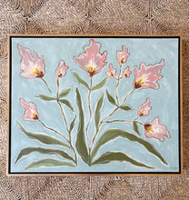Load image into Gallery viewer, Rose Colored Glasses, Original Artwork by Kendal Blanchard, Southern artist, Southern art, Flower art, Botanical art, Textured art, Collaged art, Classic artwork, Timeless art, Blue and white artwork, Foliage artwork, Traditional artwork, Original artwork, Traditional home artwork, Painted flowers, Botanicals Florals, Floral artwork, Coastal artwork

