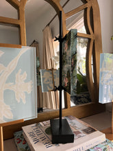 Load image into Gallery viewer, 18&quot; Black Steel Adjustable Tabletop Easel, Original Artwork by Kendal Blanchard, Southern artist, Southern art, Flower art, Botanical art, Textured art, Collaged art, Classic artwork, Timeless art, Blue and white artwork, Foliage artwork, Traditional artwork, Original artwork, Traditional home artwork, Painted flowers, Botanicals  Florals, Floral artwork, Coastal artwork
