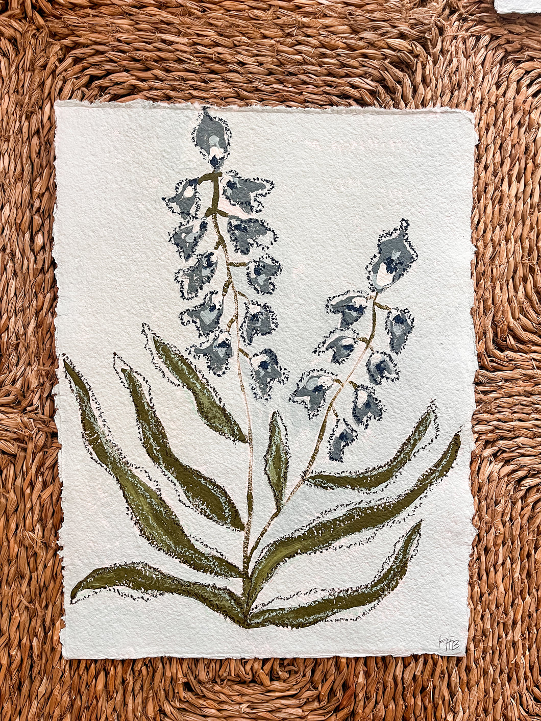 Unframed Fleurs Sauvages 46, Original Artwork by Kendal Blanchard, Southern artist, Southern art, Flower art, Botanical art, Textured art, Collaged art, Classic artwork, Timeless art, Blue and white artwork, Foliage artwork, Traditional artwork, Original artwork, Traditional home artwork, Painted flowers, Botanicals Florals, Floral artwork, Coastal artwork