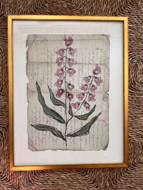Framed Fleurs Sauvages 23, Original Artwork by Kendal Blanchard, Southern artist, Southern art, Flower art, Botanical art, Textured art, Collaged art, Classic artwork, Timeless art, Blue and white artwork, Foliage artwork, Traditional artwork, Original artwork, Traditional home artwork, Painted flowers, Botanicals Florals, Floral artwork, Coastal artwork