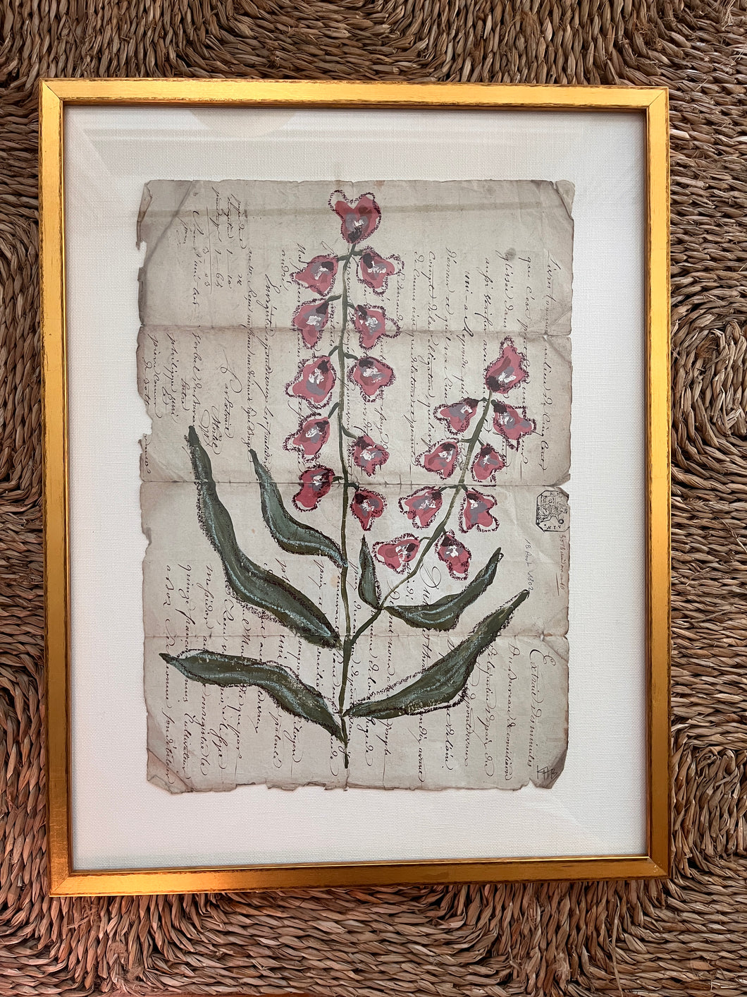Framed Fleurs Sauvages 23, Original Artwork by Kendal Blanchard, Southern artist, Southern art, Flower art, Botanical art, Textured art, Collaged art, Classic artwork, Timeless art, Blue and white artwork, Foliage artwork, Traditional artwork, Original artwork, Traditional home artwork, Painted flowers, Botanicals Florals, Floral artwork, Coastal artwork