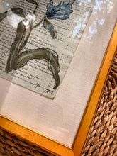 Load image into Gallery viewer, Framed Fleurs Sauvages 30, Original Artwork by Kendal Blanchard, Southern artist, Southern art, Flower art, Botanical art, Textured art, Collaged art, Classic artwork, Timeless art, Blue and white artwork, Foliage artwork, Traditional artwork, Original artwork, Traditional home artwork, Painted flowers, Botanicals Florals, Floral artwork, Coastal artwork
