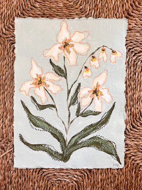 Unframed Fleurs Sauvages 42, Original Artwork by Kendal Blanchard, Southern artist, Southern art, Flower art, Botanical art, Textured art, Collaged art, Classic artwork, Timeless art, Blue and white artwork, Foliage artwork, Traditional artwork, Original artwork, Traditional home artwork, Painted flowers, Botanicals Florals, Floral artwork, Coastal artwork