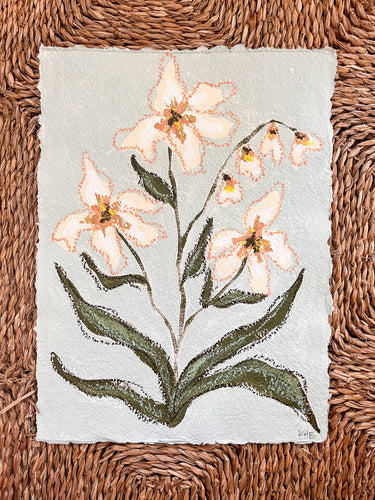 Unframed Fleurs Sauvages 42, Original Artwork by Kendal Blanchard, Southern artist, Southern art, Flower art, Botanical art, Textured art, Collaged art, Classic artwork, Timeless art, Blue and white artwork, Foliage artwork, Traditional artwork, Original artwork, Traditional home artwork, Painted flowers, Botanicals Florals, Floral artwork, Coastal artwork