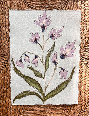 Unframed Fleurs Sauvages 45, Original Artwork by Kendal Blanchard, Southern artist, Southern art, Flower art, Botanical art, Textured art, Collaged art, Classic artwork, Timeless art, Blue and white artwork, Foliage artwork, Traditional artwork, Original artwork, Traditional home artwork, Painted flowers, Botanicals Florals, Floral artwork, Coastal artwork