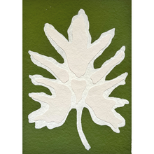 Load image into Gallery viewer, 9x12 Green Split Leaf, Original Artwork by Kendal Blanchard, Southern artist, Southern art, Flower art, Botanical art, Textured art, Collaged art, Classic artwork, Timeless art, Blue and white artwork, Foliage artwork, Traditional artwork, Original artwork, Traditional home artwork, Painted flowers, Botanicals  Florals, Floral artwork, Coastal artwork
