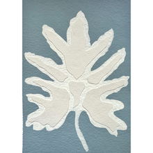 Load image into Gallery viewer, 9x12 Blue Split Leaf, Original Artwork by Kendal Blanchard, Southern artist, Southern art, Flower art, Botanical art, Textured art, Collaged art, Classic artwork, Timeless art, Blue and white artwork, Foliage artwork, Traditional artwork, Original artwork, Traditional home artwork, Painted flowers, Botanicals  Florals, Floral artwork, Coastal artwork
