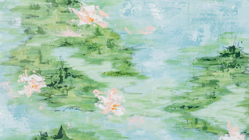 Waterlily II - File for Frame TV, Original Artwork by Kendal Blanchard, Southern artist, Southern art, Flower art, Botanical art, Textured art, Collaged art, Classic artwork, Timeless art, Blue and white artwork, Foliage artwork, Traditional artwork, Original artwork, Traditional home artwork, Painted flowers, Botanicals  Florals, Floral artwork, Coastal artwork