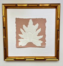 Load image into Gallery viewer, 7x7 Coral Split Leaf, Original Artwork by Kendal Blanchard, Southern artist, Southern art, Flower art, Botanical art, Textured art, Collaged art, Classic artwork, Timeless art, Blue and white artwork, Foliage artwork, Traditional artwork, Original artwork, Traditional home artwork, Painted flowers, Botanicals  Florals, Floral artwork, Coastal artwork

