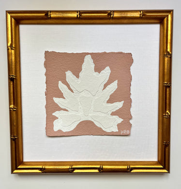7x7 Coral Split Leaf, Original Artwork by Kendal Blanchard, Southern artist, Southern art, Flower art, Botanical art, Textured art, Collaged art, Classic artwork, Timeless art, Blue and white artwork, Foliage artwork, Traditional artwork, Original artwork, Traditional home artwork, Painted flowers, Botanicals  Florals, Floral artwork, Coastal artwork