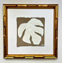 Load image into Gallery viewer, 7x7 Mushroom Monstera, Original Artwork by Kendal Blanchard, Southern artist, Southern art, Flower art, Botanical art, Textured art, Collaged art, Classic artwork, Timeless art, Blue and white artwork, Foliage artwork, Traditional artwork, Original artwork, Traditional home artwork, Painted flowers, Botanicals  Florals, Floral artwork, Coastal artwork
