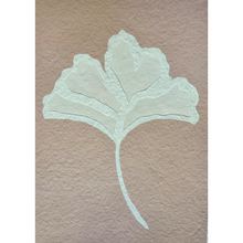 Load image into Gallery viewer, 9x12 Pink Ginkgo Leaf, Original Artwork by Kendal Blanchard, Southern artist, Southern art, Flower art, Botanical art, Textured art, Collaged art, Classic artwork, Timeless art, Blue and white artwork, Foliage artwork, Traditional artwork, Original artwork, Traditional home artwork, Painted flowers, Botanicals  Florals, Floral artwork, Coastal artwork
