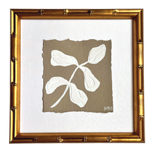 Load image into Gallery viewer, 7x7 Mushroom Olive Branch, Original Artwork by Kendal Blanchard, Southern artist, Southern art, Flower art, Botanical art, Textured art, Collaged art, Classic artwork, Timeless art, Blue and white artwork, Foliage artwork, Traditional artwork, Original artwork, Traditional home artwork, Painted flowers, Botanicals  Florals, Floral artwork, Coastal artwork
