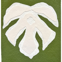 Load image into Gallery viewer, 9x12 Green Monstera, Original Artwork by Kendal Blanchard, Southern artist, Southern art, Flower art, Botanical art, Textured art, Collaged art, Classic artwork, Timeless art, Blue and white artwork, Foliage artwork, Traditional artwork, Original artwork, Traditional home artwork, Painted flowers, Botanicals  Florals, Floral artwork, Coastal artwork
