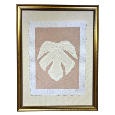 9x12 Pink Monstera, Original Artwork by Kendal Blanchard, Southern artist, Southern art, Flower art, Botanical art, Textured art, Collaged art, Classic artwork, Timeless art, Blue and white artwork, Foliage artwork, Traditional artwork, Original artwork, Traditional home artwork, Painted flowers, Botanicals  Florals, Floral artwork, Coastal artwork
