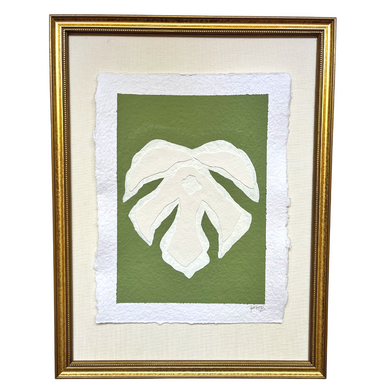 9x12 Green Monstera, Original Artwork by Kendal Blanchard, Southern artist, Southern art, Flower art, Botanical art, Textured art, Collaged art, Classic artwork, Timeless art, Blue and white artwork, Foliage artwork, Traditional artwork, Original artwork, Traditional home artwork, Painted flowers, Botanicals  Florals, Floral artwork, Coastal artwork