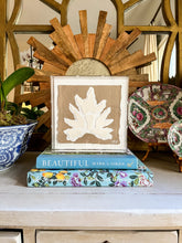 Load image into Gallery viewer, Split Leaf in Brown, Original Artwork by Kendal Blanchard, Southern artist, Southern art, Flower art, Botanical art, Textured art, Collaged art, Classic artwork, Timeless art, Blue and white artwork, Foliage artwork, Traditional artwork, Original artwork, Traditional home artwork, Painted flowers, Botanicals  Florals, Floral artwork, Coastal artwork
