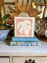 Load image into Gallery viewer, Monstera Leaf in Pink, Original Artwork by Kendal Blanchard, Southern artist, Southern art, Flower art, Botanical art, Textured art, Collaged art, Classic artwork, Timeless art, Blue and white artwork, Foliage artwork, Traditional artwork, Original artwork, Traditional home artwork, Painted flowers, Botanicals  Florals, Floral artwork, Coastal artwork
