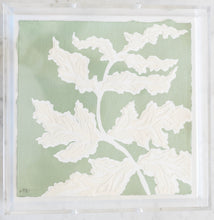 Load image into Gallery viewer, Frilly Fern In Moss I, Original Artwork by Kendal Blanchard, Southern artist, Southern art, Flower art, Botanical art, Textured art, Collaged art, Classic artwork, Timeless art, Blue and white artwork, Foliage artwork, Traditional artwork, Original artwork, Traditional home artwork, Painted flowers, Botanicals  Florals, Floral artwork, Coastal artwork
