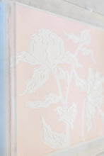 Load image into Gallery viewer, Peony Posey in Pink, Original Artwork by Kendal Blanchard, Southern artist, Southern art, Flower art, Botanical art, Textured art, Collaged art, Classic artwork, Timeless art, Blue and white artwork, Foliage artwork, Traditional artwork, Original artwork, Traditional home artwork, Painted flowers, Botanicals  Florals, Floral artwork, Coastal artwork
