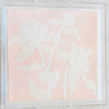 Load image into Gallery viewer, Peony Posey in Pink, Original Artwork by Kendal Blanchard, Southern artist, Southern art, Flower art, Botanical art, Textured art, Collaged art, Classic artwork, Timeless art, Blue and white artwork, Foliage artwork, Traditional artwork, Original artwork, Traditional home artwork, Painted flowers, Botanicals  Florals, Floral artwork, Coastal artwork

