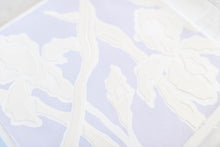 Load image into Gallery viewer, Iris Bouquet in Lavender, Original Artwork by Kendal Blanchard, Southern artist, Southern art, Flower art, Botanical art, Textured art, Collaged art, Classic artwork, Timeless art, Blue and white artwork, Foliage artwork, Traditional artwork, Original artwork, Traditional home artwork, Painted flowers, Botanicals  Florals, Floral artwork, Coastal artwork
