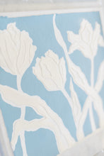 Load image into Gallery viewer, Parrot Tulips in Dark Blue, Original Artwork by Kendal Blanchard, Southern artist, Southern art, Flower art, Botanical art, Textured art, Collaged art, Classic artwork, Timeless art, Blue and white artwork, Foliage artwork, Traditional artwork, Original artwork, Traditional home artwork, Painted flowers, Botanicals  Florals, Floral artwork, Coastal artwork
