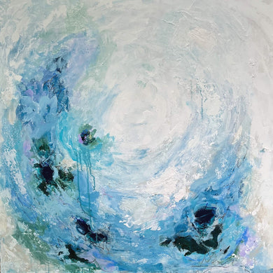 Blessed Smallness, Original Artwork by Kendal Blanchard, Southern artist, Southern art, Flower art, Botanical art, Textured art, Collaged art, Classic artwork, Timeless art, Blue and white artwork, Foliage artwork, Traditional artwork, Original artwork, Traditional home artwork, Painted flowers, Botanicals  Florals, Floral artwork, Coastal artwork