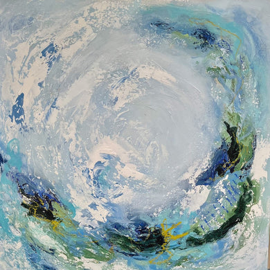 Hiding Place, Original Artwork by Kendal Blanchard, Southern artist, Southern art, Flower art, Botanical art, Textured art, Collaged art, Classic artwork, Timeless art, Blue and white artwork, Foliage artwork, Traditional artwork, Original artwork, Traditional home artwork, Painted flowers, Botanicals  Florals, Floral artwork, Coastal artwork