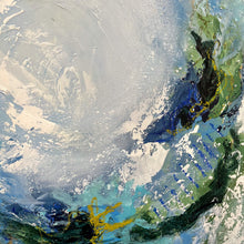 Load image into Gallery viewer, Hiding Place, Original Artwork by Kendal Blanchard, Southern artist, Southern art, Flower art, Botanical art, Textured art, Collaged art, Classic artwork, Timeless art, Blue and white artwork, Foliage artwork, Traditional artwork, Original artwork, Traditional home artwork, Painted flowers, Botanicals  Florals, Floral artwork, Coastal artwork
