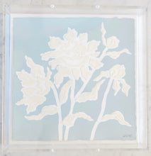 Load image into Gallery viewer, Peony Posey in Light Blue, Original Artwork by Kendal Blanchard, Southern artist, Southern art, Flower art, Botanical art, Textured art, Collaged art, Classic artwork, Timeless art, Blue and white artwork, Foliage artwork, Traditional artwork, Original artwork, Traditional home artwork, Painted flowers, Botanicals  Florals, Floral artwork, Coastal artwork
