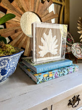 Load image into Gallery viewer, Split Leaf in Brown, Original Artwork by Kendal Blanchard, Southern artist, Southern art, Flower art, Botanical art, Textured art, Collaged art, Classic artwork, Timeless art, Blue and white artwork, Foliage artwork, Traditional artwork, Original artwork, Traditional home artwork, Painted flowers, Botanicals  Florals, Floral artwork, Coastal artwork
