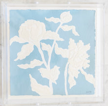 Load image into Gallery viewer, Peony Posey in Dark Blue, Original Artwork by Kendal Blanchard, Southern artist, Southern art, Flower art, Botanical art, Textured art, Collaged art, Classic artwork, Timeless art, Blue and white artwork, Foliage artwork, Traditional artwork, Original artwork, Traditional home artwork, Painted flowers, Botanicals  Florals, Floral artwork, Coastal artwork
