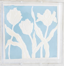 Load image into Gallery viewer, Parrot Tulips in Dark Blue, Original Artwork by Kendal Blanchard, Southern artist, Southern art, Flower art, Botanical art, Textured art, Collaged art, Classic artwork, Timeless art, Blue and white artwork, Foliage artwork, Traditional artwork, Original artwork, Traditional home artwork, Painted flowers, Botanicals  Florals, Floral artwork, Coastal artwork

