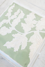 Load image into Gallery viewer, Frilly Fern In Moss I, Original Artwork by Kendal Blanchard, Southern artist, Southern art, Flower art, Botanical art, Textured art, Collaged art, Classic artwork, Timeless art, Blue and white artwork, Foliage artwork, Traditional artwork, Original artwork, Traditional home artwork, Painted flowers, Botanicals  Florals, Floral artwork, Coastal artwork

